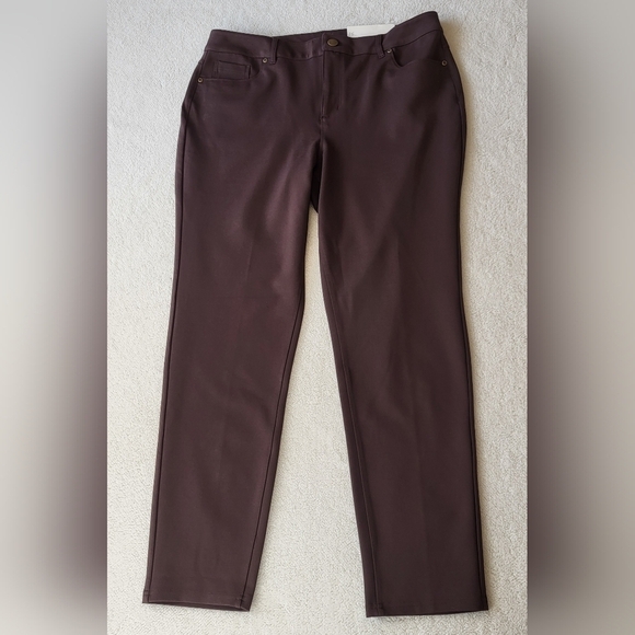 Cato Pants - Cato Mid-Rise Skinny Brown Pants With Stretch Women Size 16 NWT